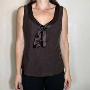 Vintage 100% Silk Banana Republic Brown Sleeveless Top Size Large